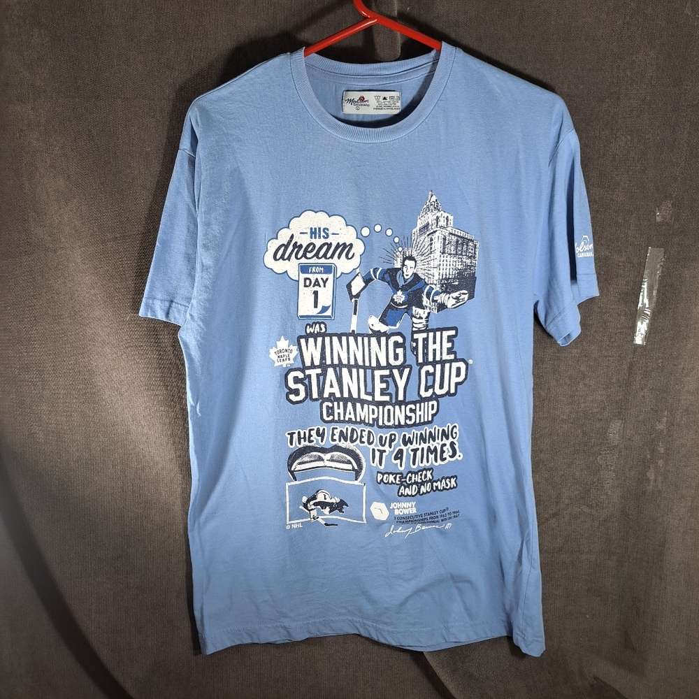 Molson Canadian The Alumni NHL Johnny Bower #1 Blue Graphic Tee G L